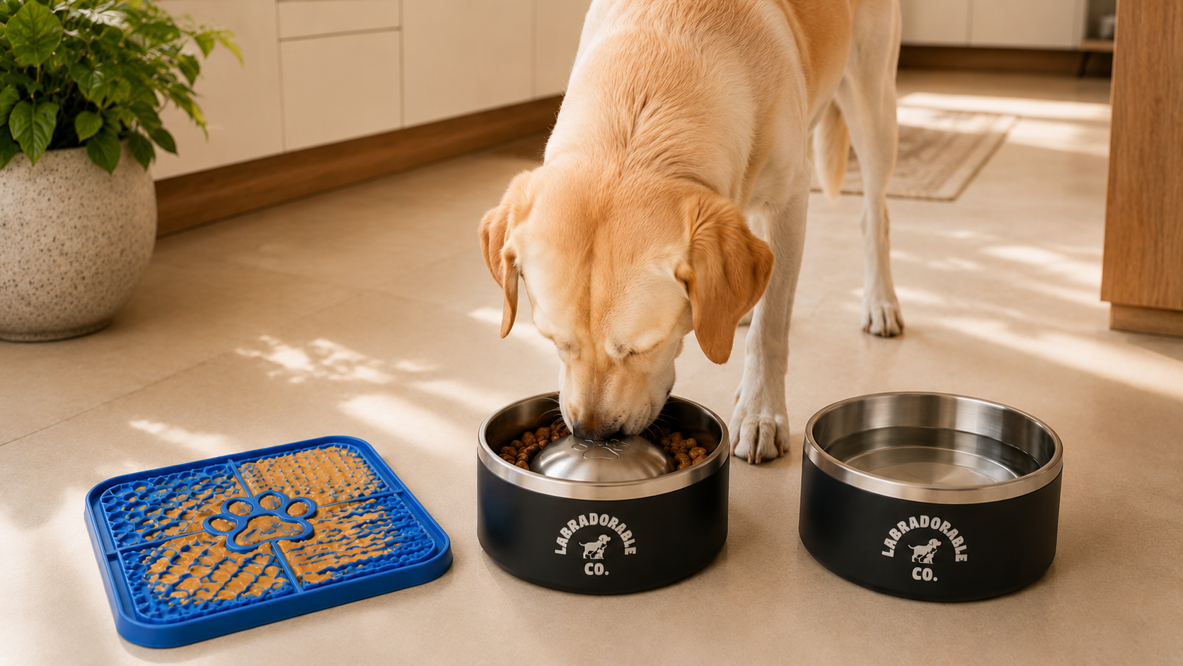 LabradorableCo Mealtime Bowl Set with LabraLick Mat